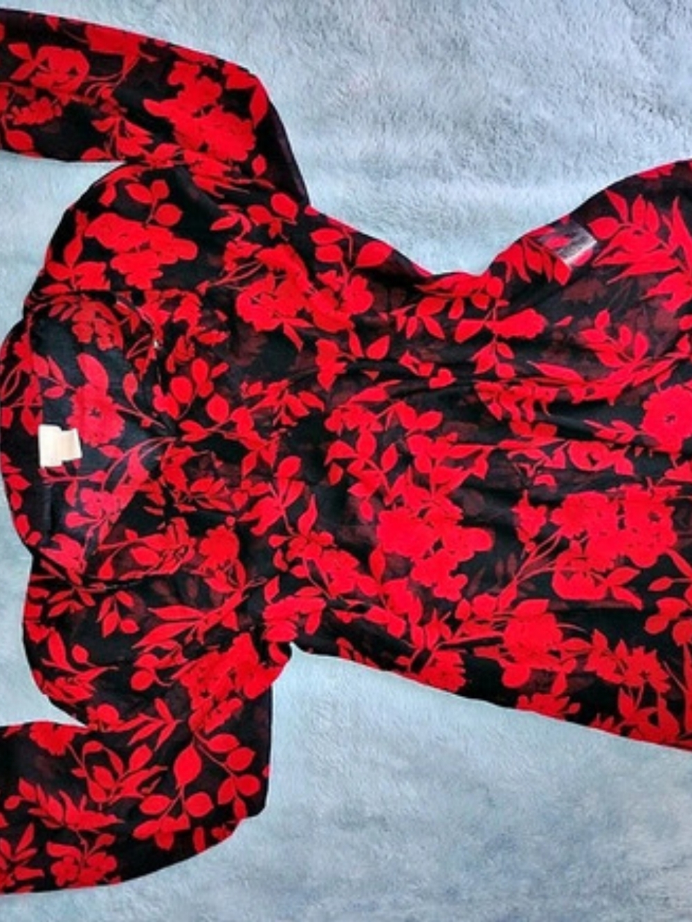 Chico's Floral Blouse in Black & Red